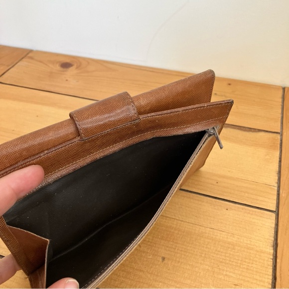 Birks Genuine Kid Leather Wallet Tan Tri-Fold Organizer Clutch Multi-Pocket - Picture 10 of 10